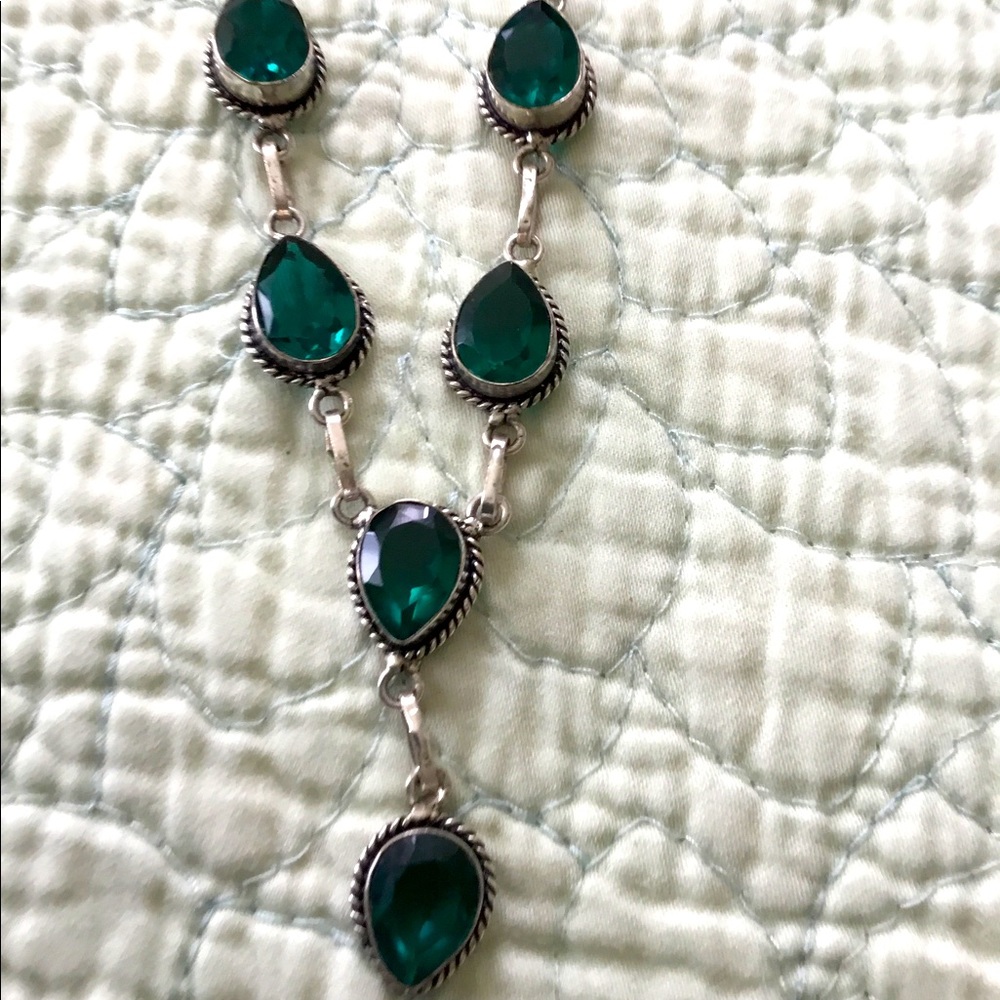 Silver Gem Lariat Choker
